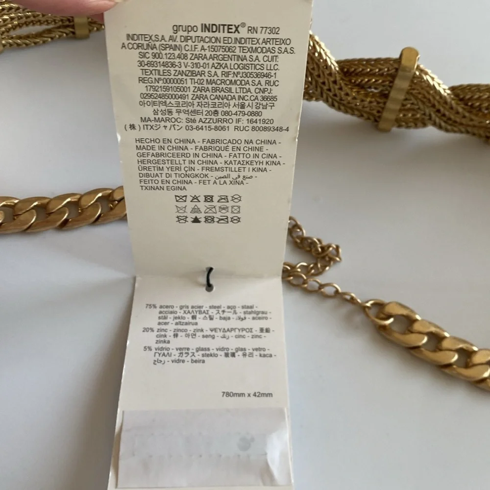 NWT Zara Rhinestone Multichain Belt